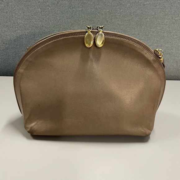 Artbag Vintage Dome Leather Taupe Crossbody Bag Made in Italy - Picture 5 of 16
